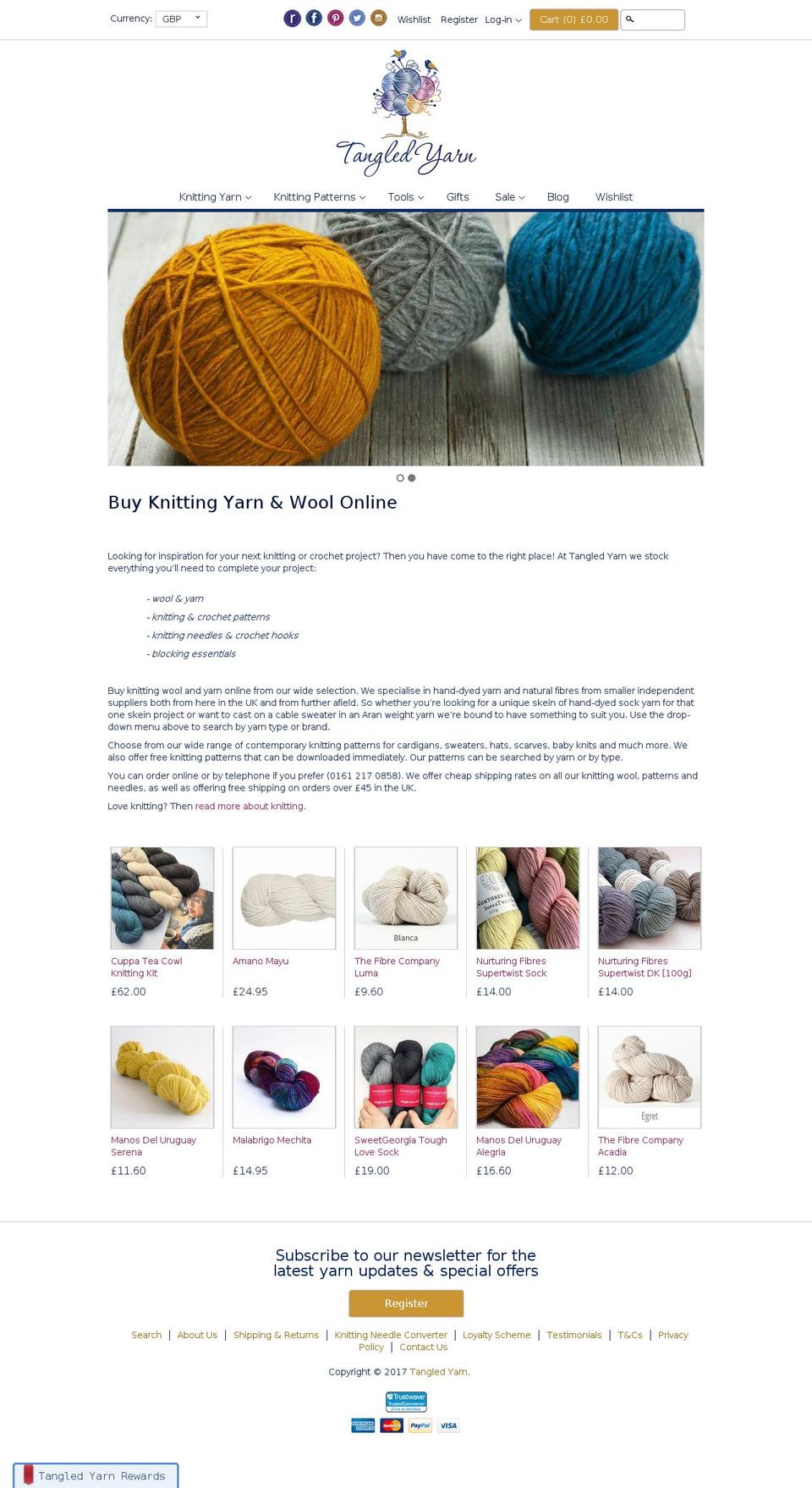 tangled-yarn.com shopify website screenshot