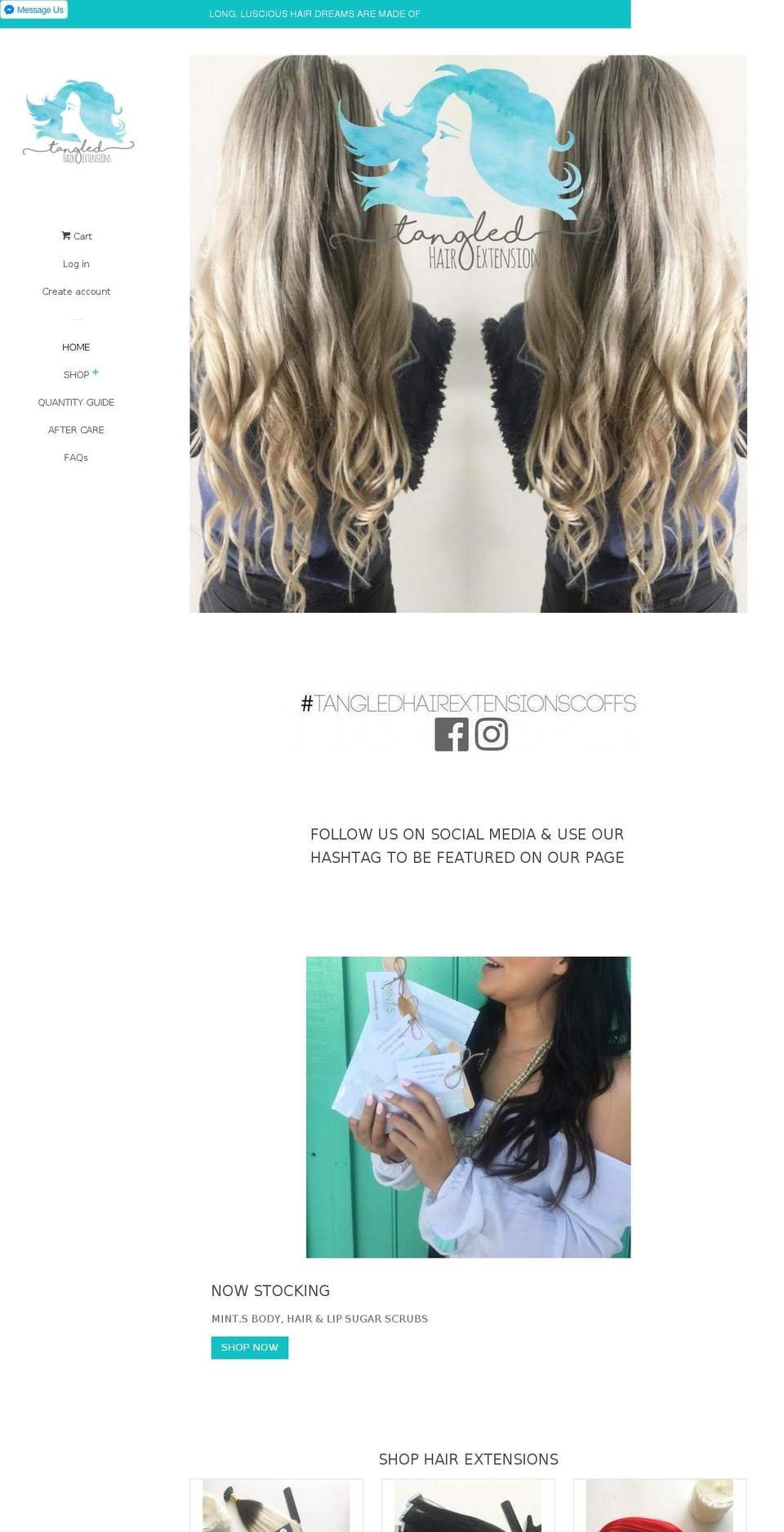 tangledhairextensions.com — Shopify storefront screenshot