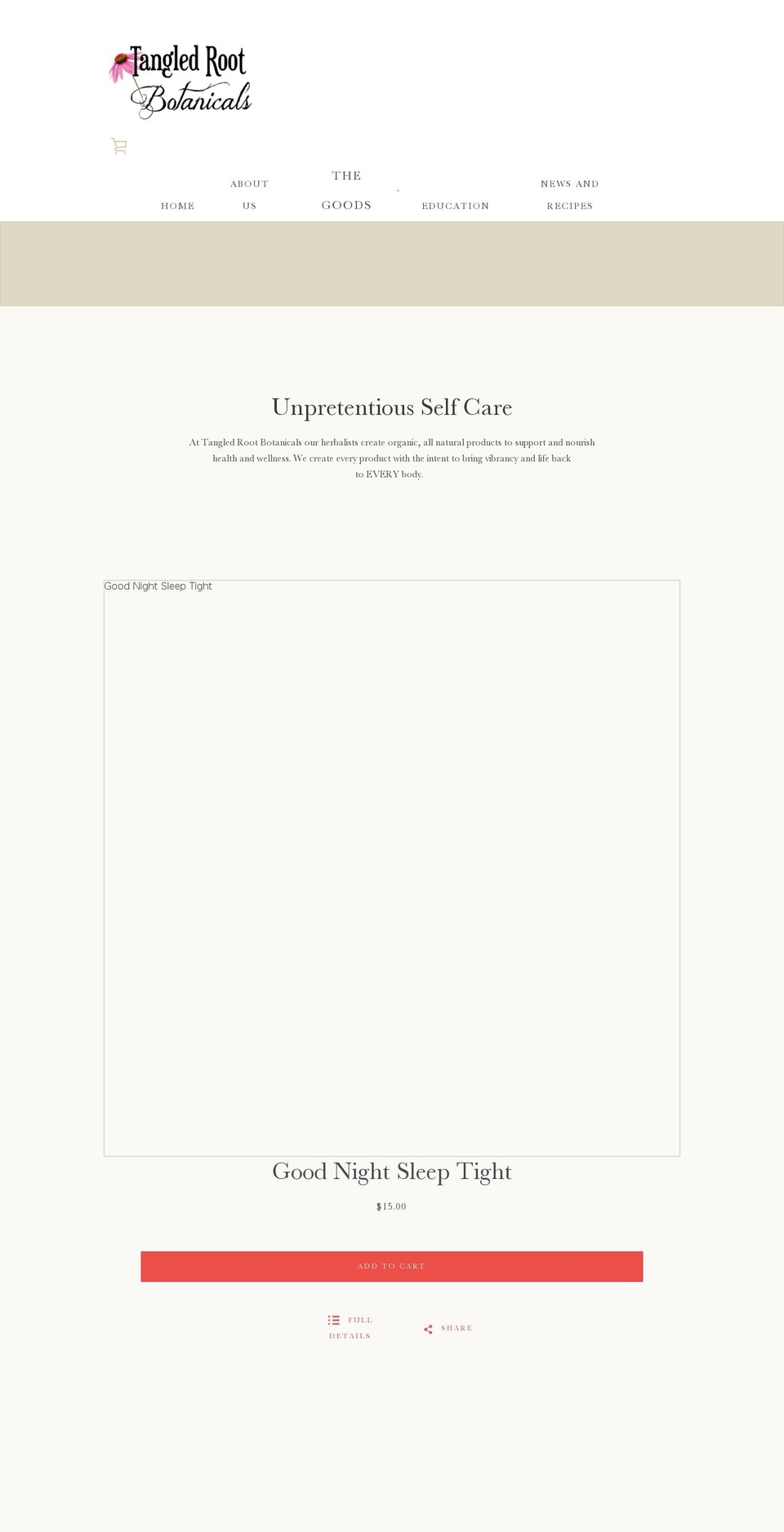 tangledrootbotanicals.com — Shopify storefront screenshot