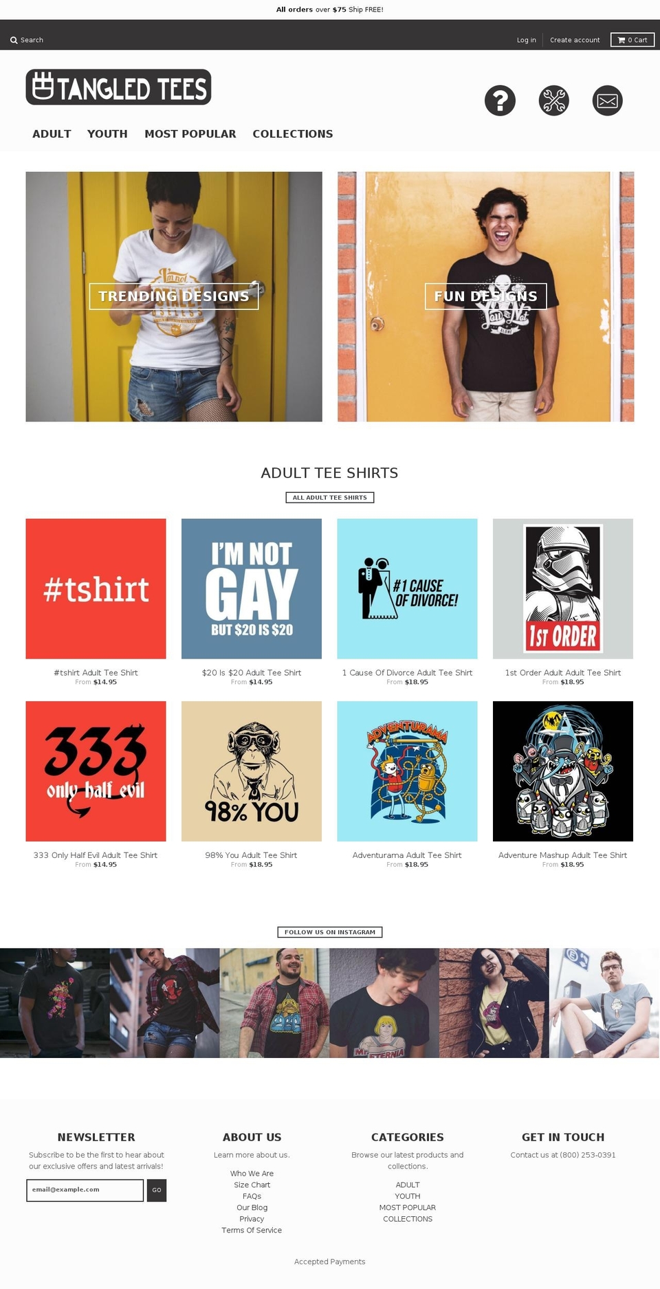 tangledtees.com shopify website screenshot