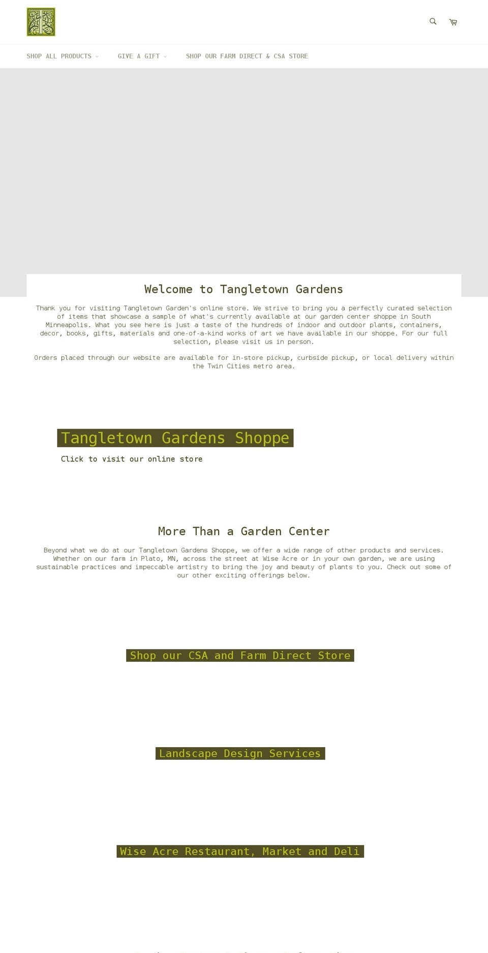 tangletowngardens-shoppe.com shopify website screenshot