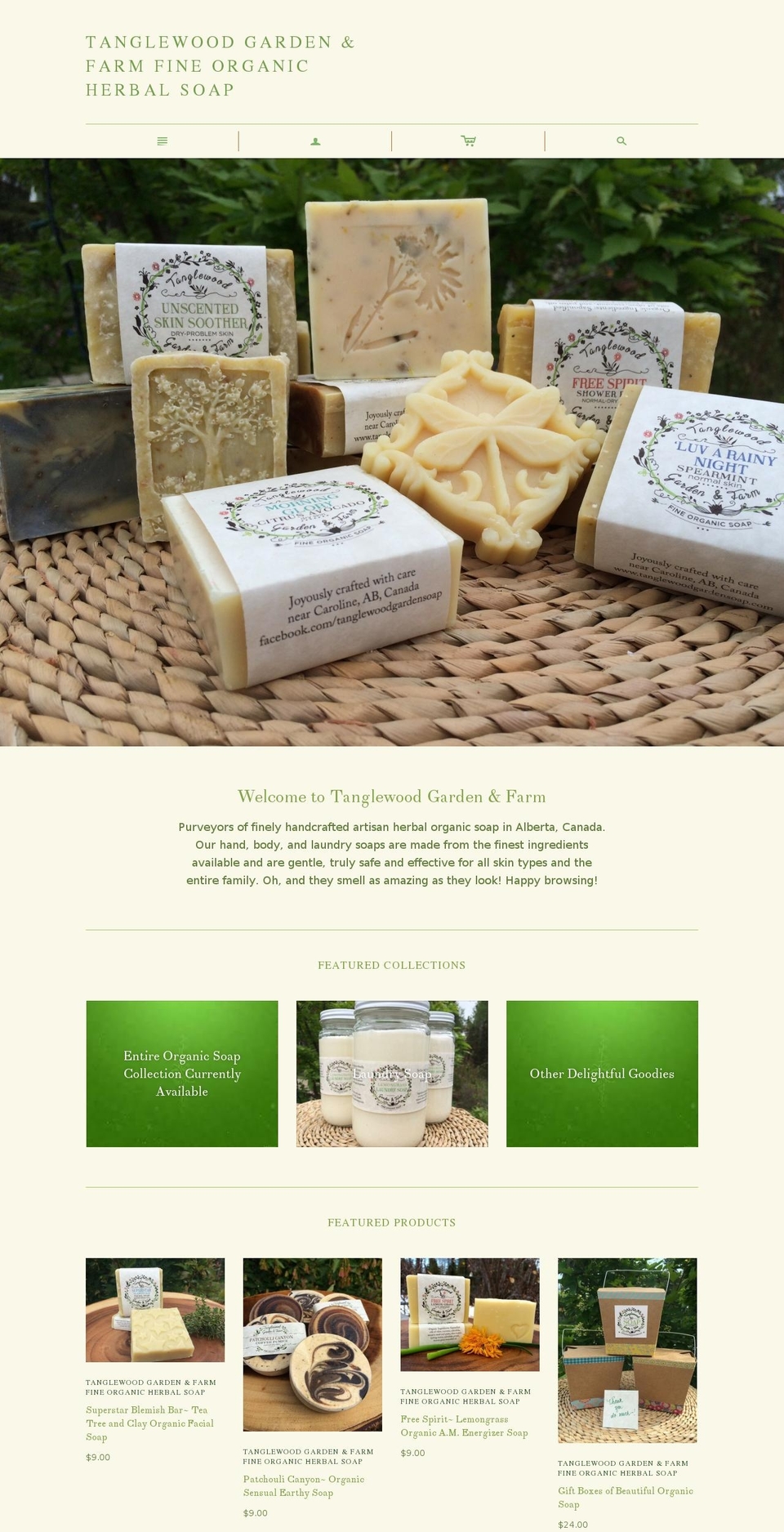 tanglewoodsoap.ca shopify website screenshot