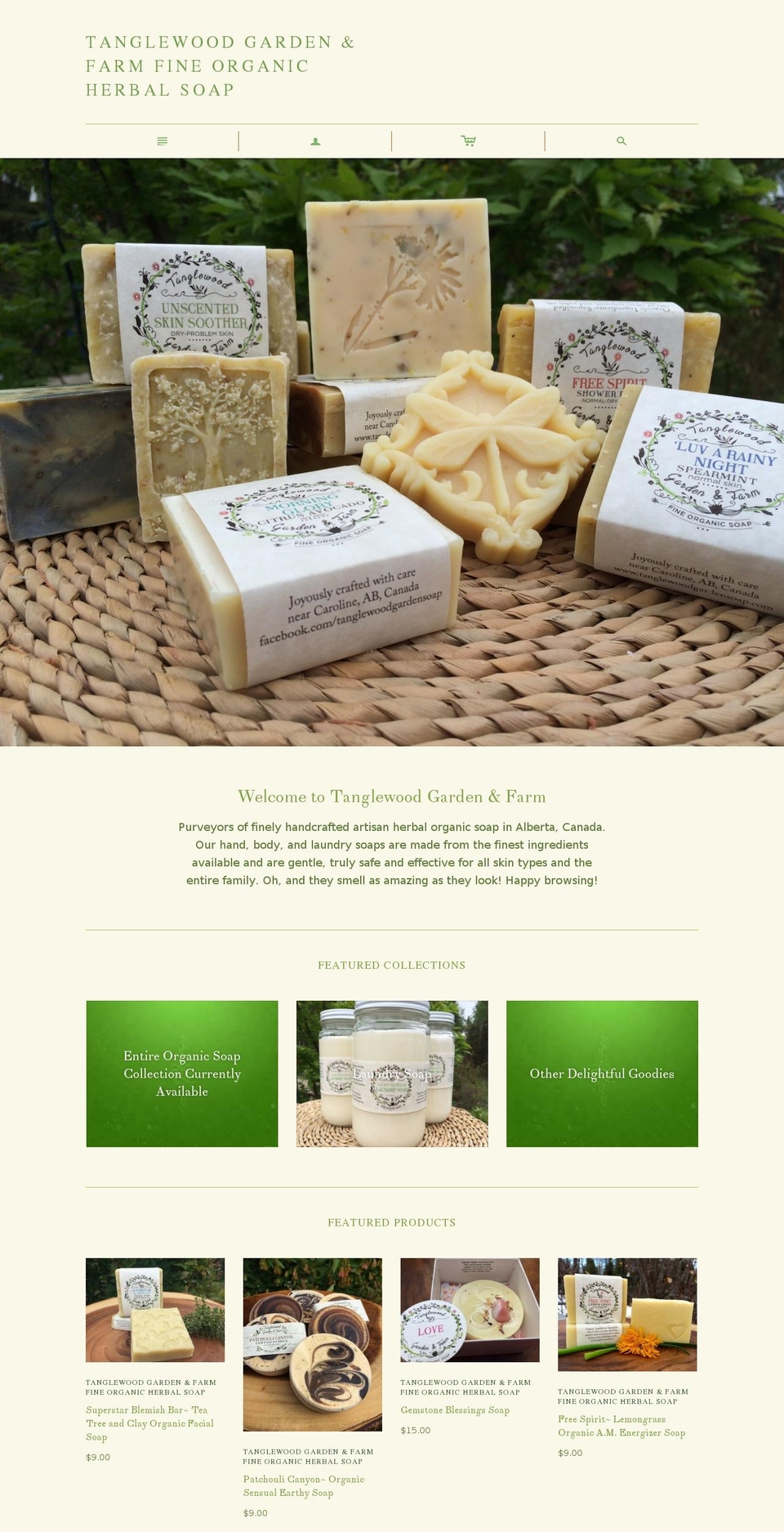 tanglewoodsoap.com shopify website screenshot