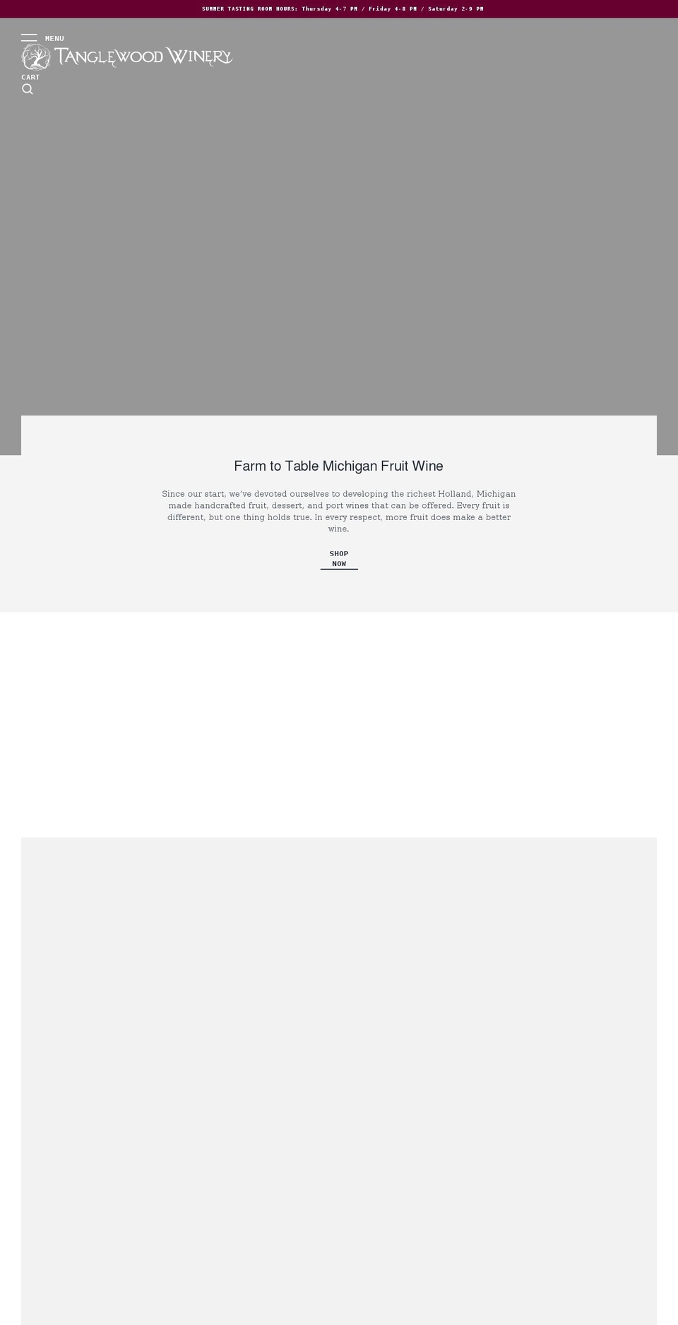 tanglewoodwinery.com shopify website screenshot