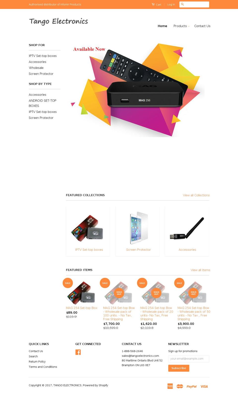 tangoelectronics.com shopify website screenshot