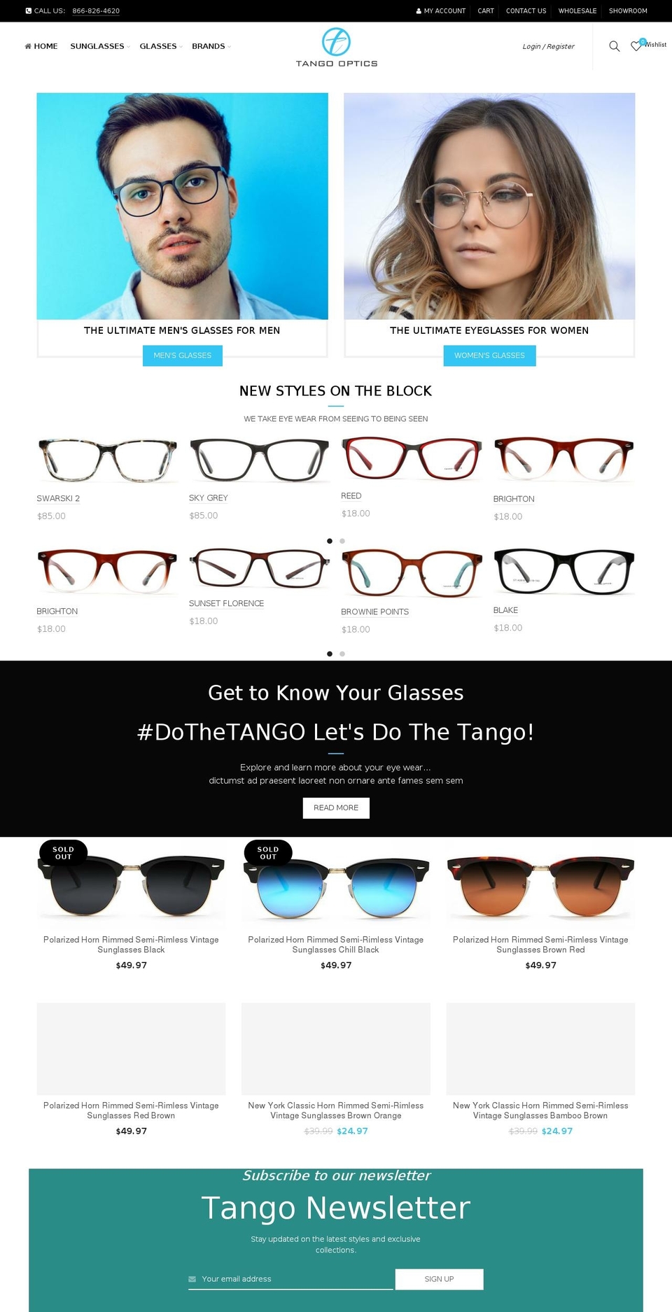 tangooptics.com — Shopify storefront screenshot