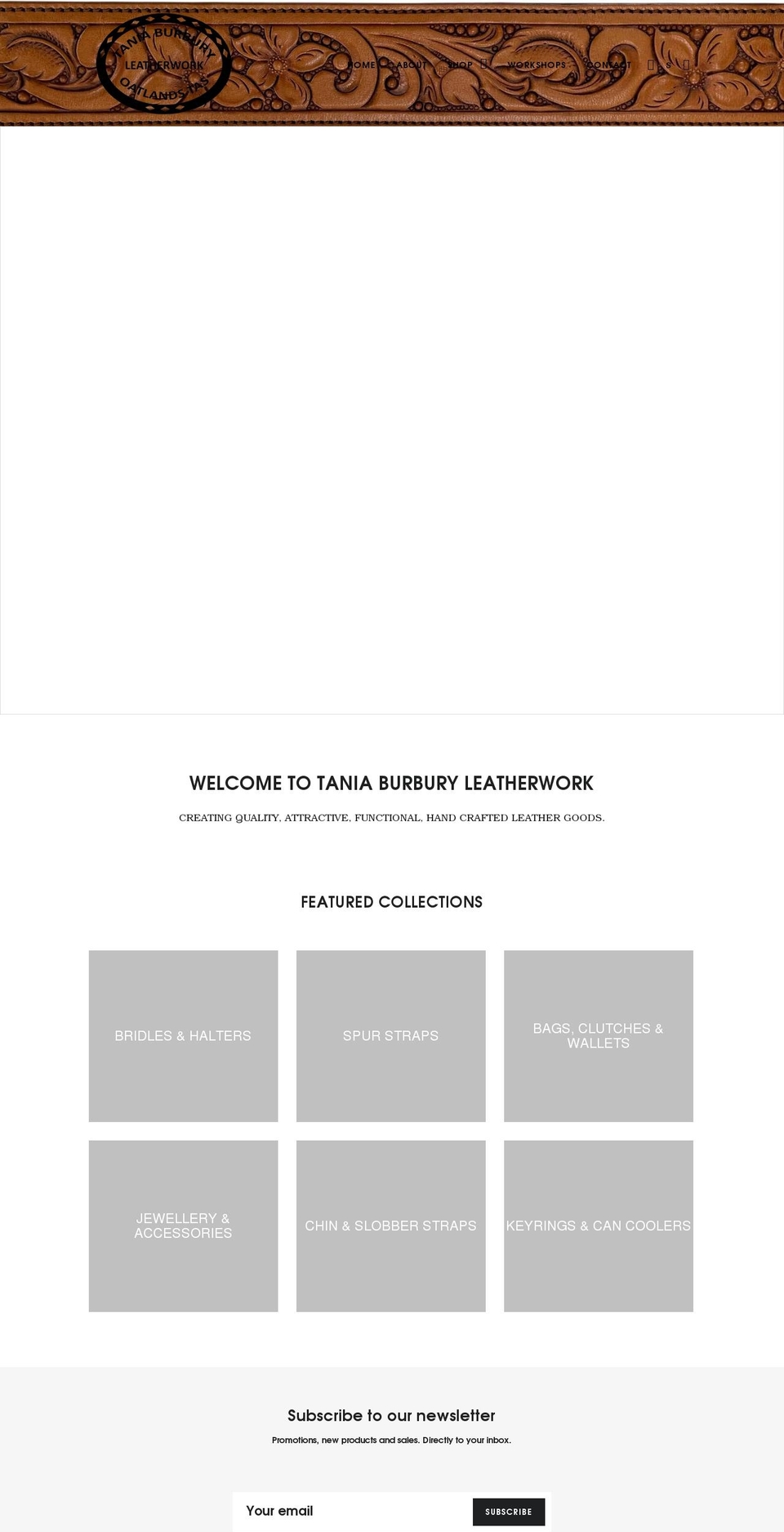 taniaburburyleatherwork.com shopify website screenshot