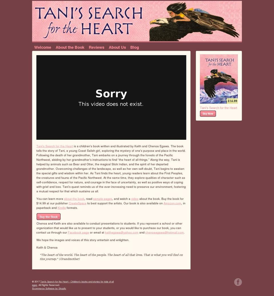 tanissearchfortheheart.com shopify website screenshot