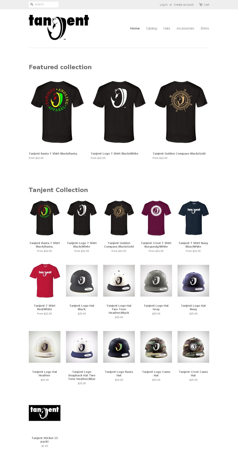 tanjentfishing.com — Shopify storefront screenshot