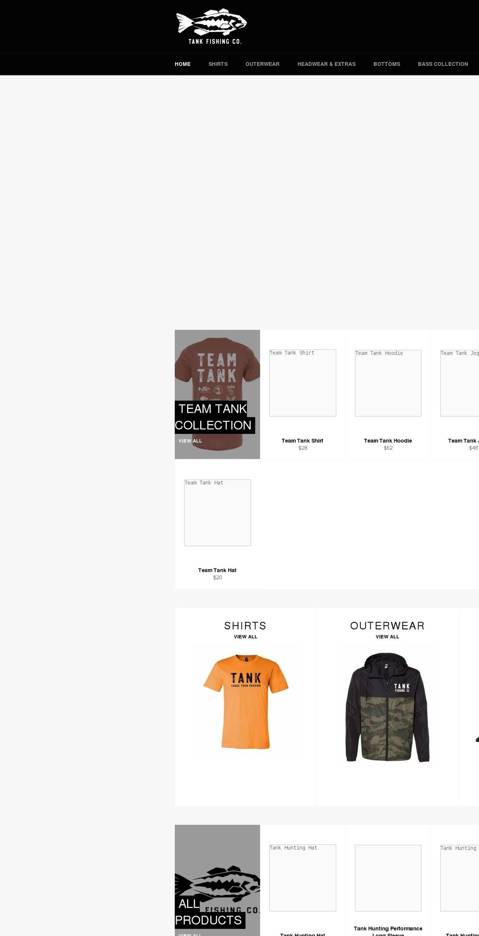 tankfishingco.com shopify website screenshot