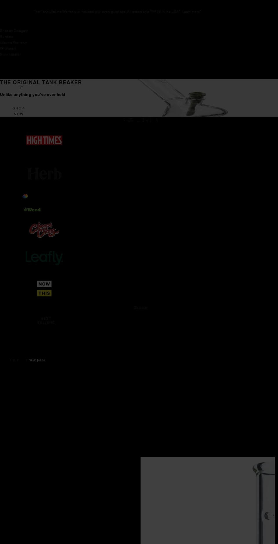 tankglass.com shopify website screenshot