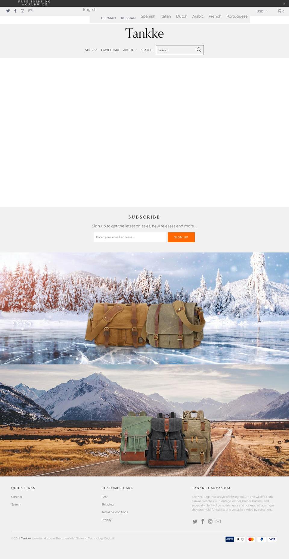 tankke.com shopify website screenshot