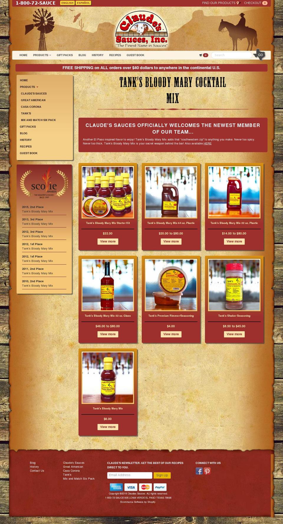 Quantity Breaks Claude's Custom Theme Shopify theme site example tanksbloodymarymix.com
