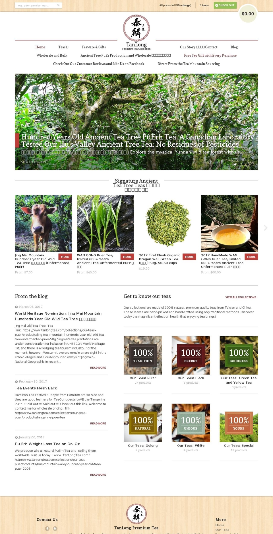 tanlongtea.com shopify website screenshot