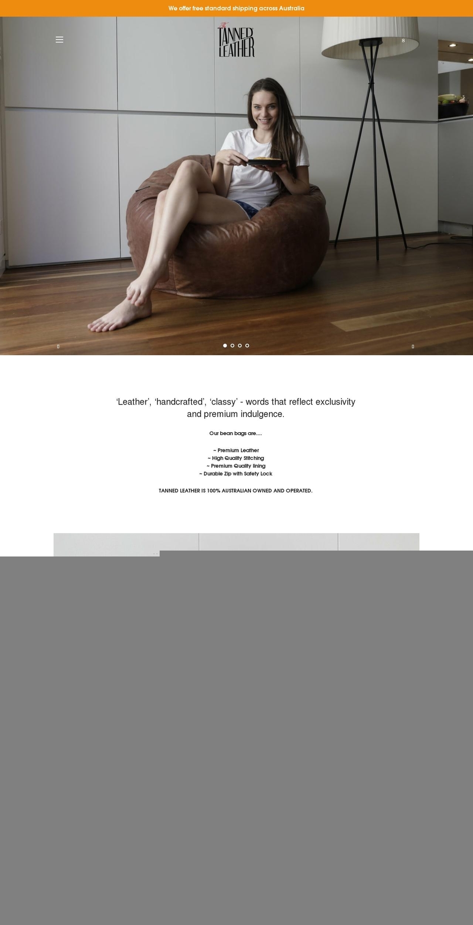 tannedleather.com.au shopify website screenshot