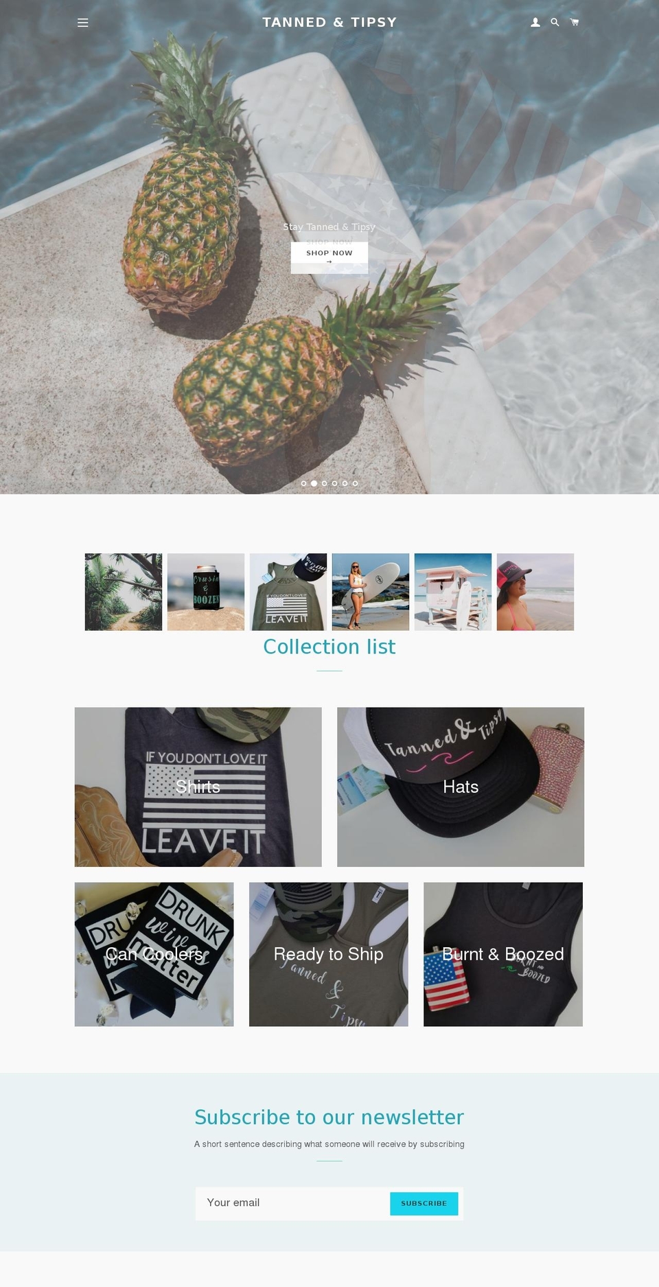 tannedntipsy.com shopify website screenshot