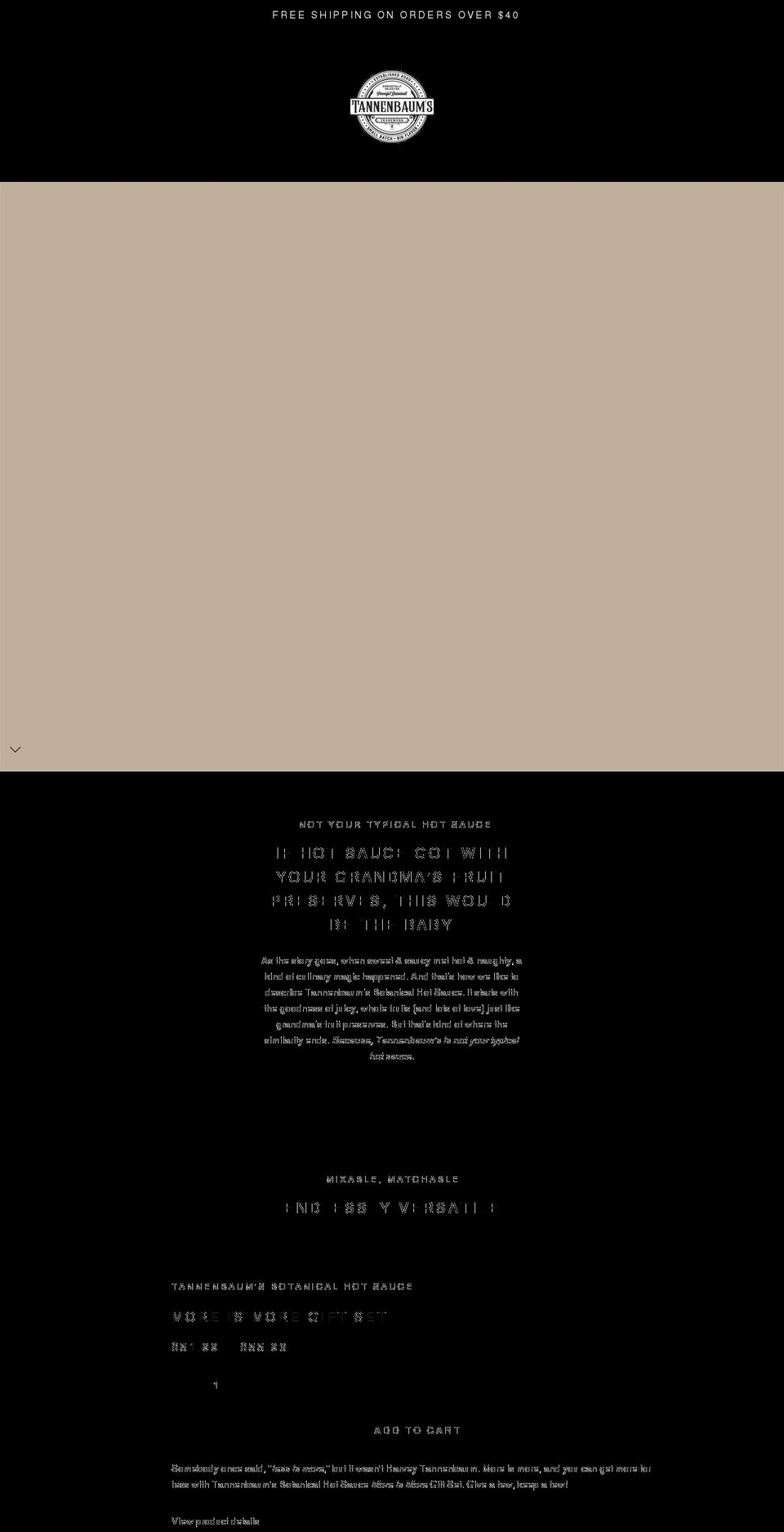 tannenbaumfoods.com shopify website screenshot