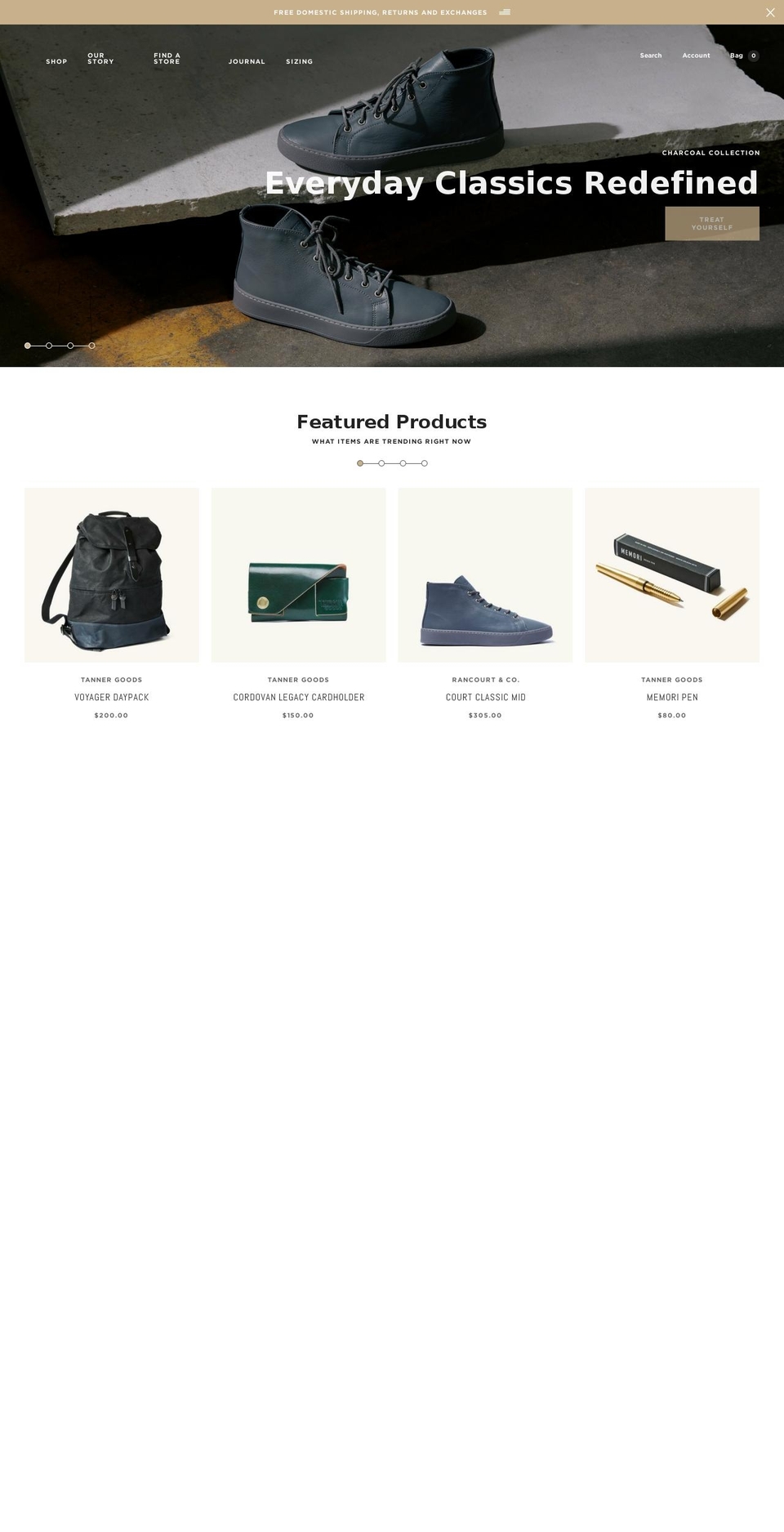 tannergoods.net shopify website screenshot