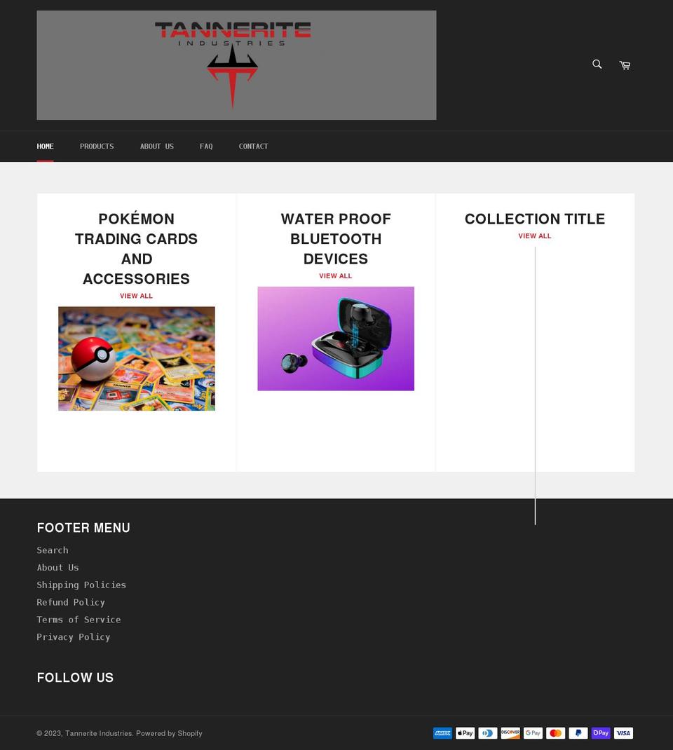 tanneriteindustries.com shopify website screenshot