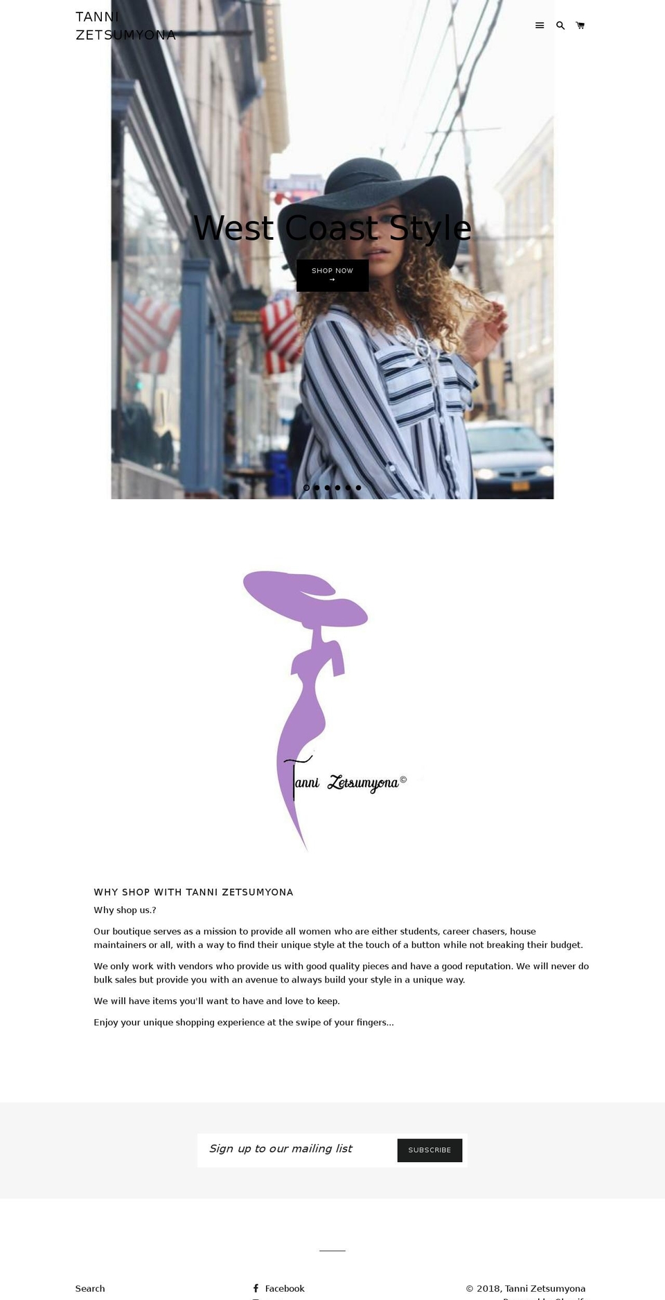 tannizetsumyona.com — Shopify storefront screenshot