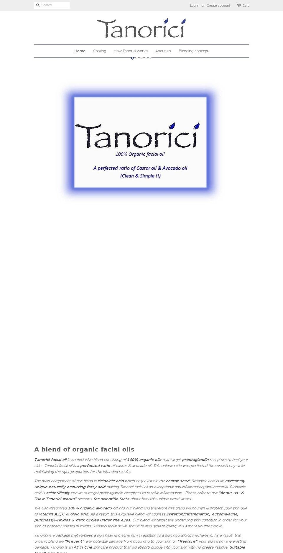 tanoriciskincare.com — Shopify storefront screenshot