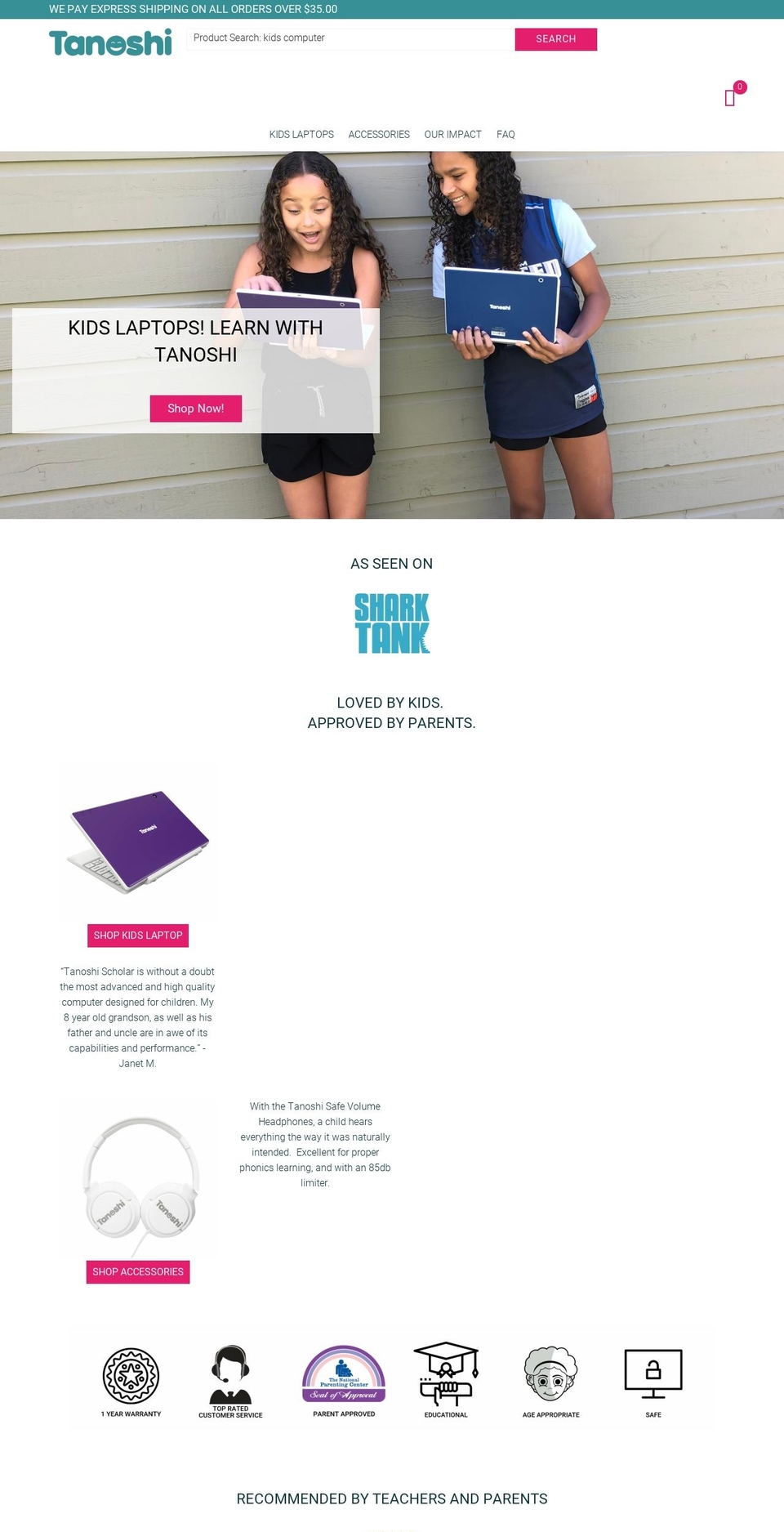 tanoshikidscomputers.com shopify website screenshot