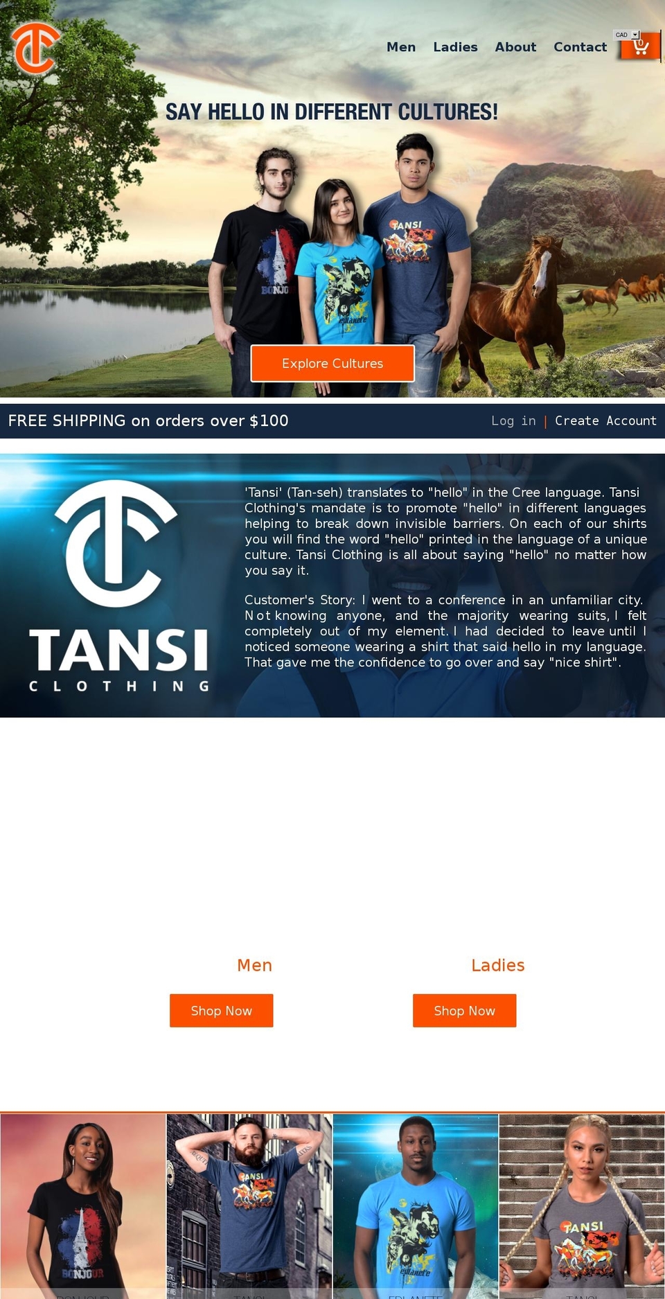 tansiclothing.ca shopify website screenshot