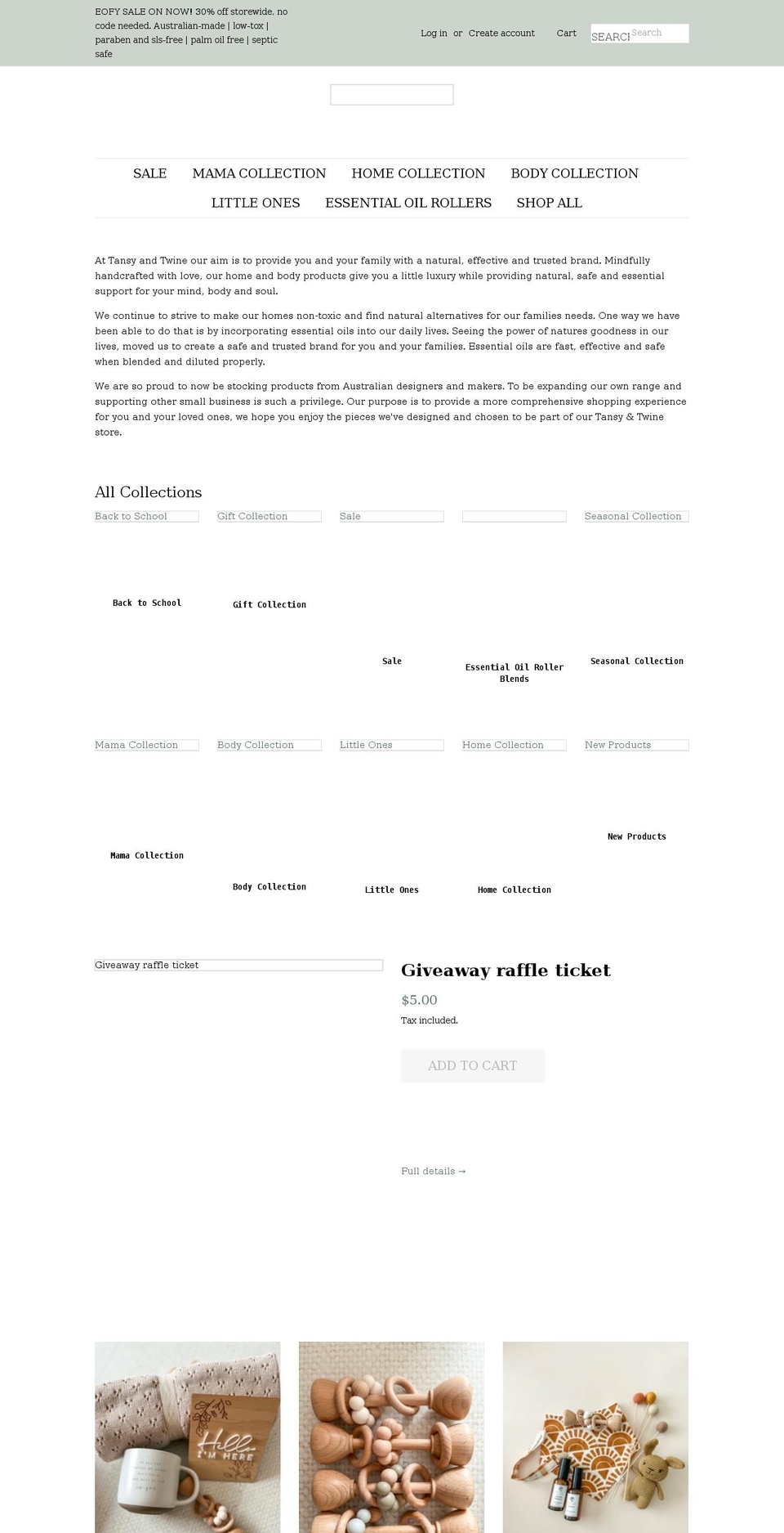 tansyandtwine.com shopify website screenshot