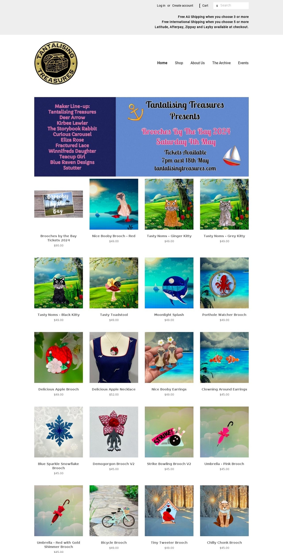 tantalisingtreasures.com.au shopify website screenshot