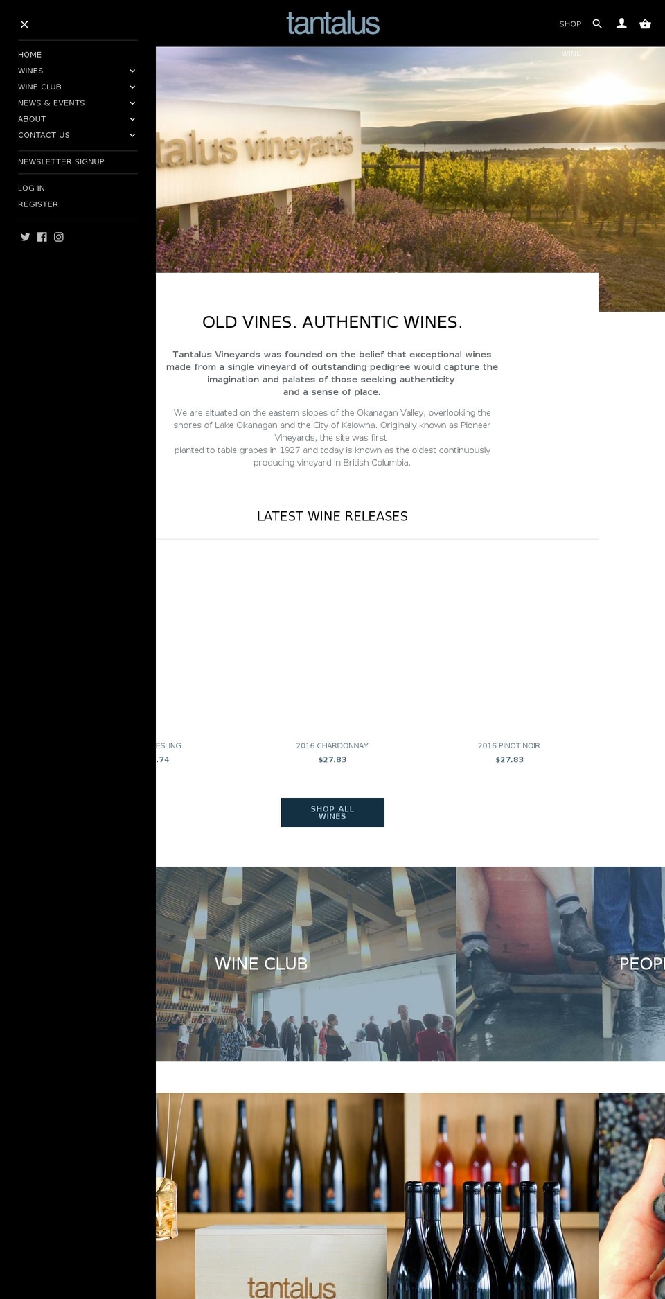 tantaluswines.ca shopify website screenshot