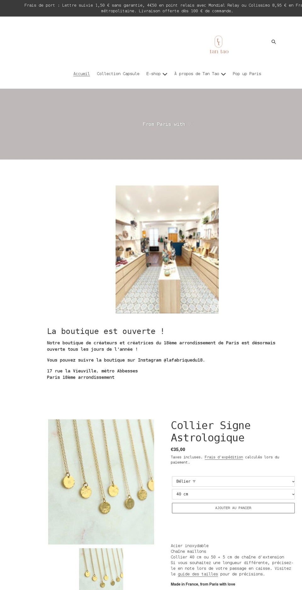 tantao.fr shopify website screenshot