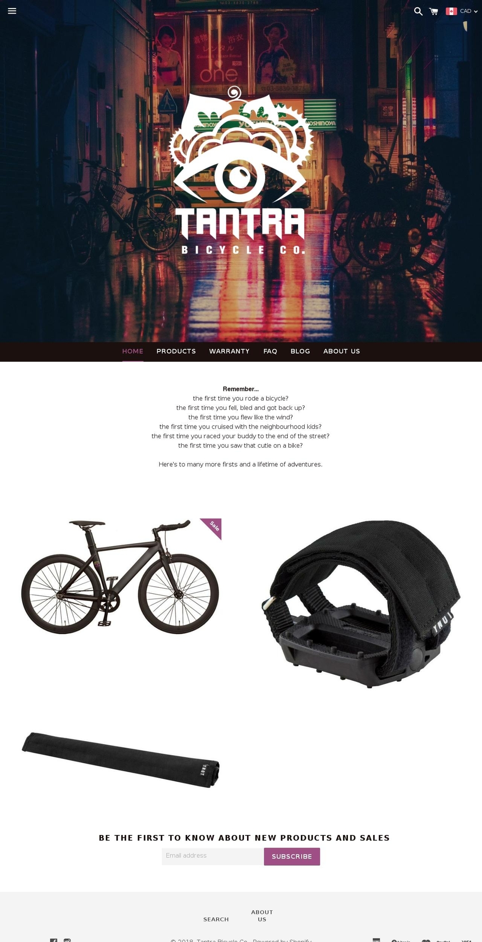 tantrabicycle.com shopify website screenshot