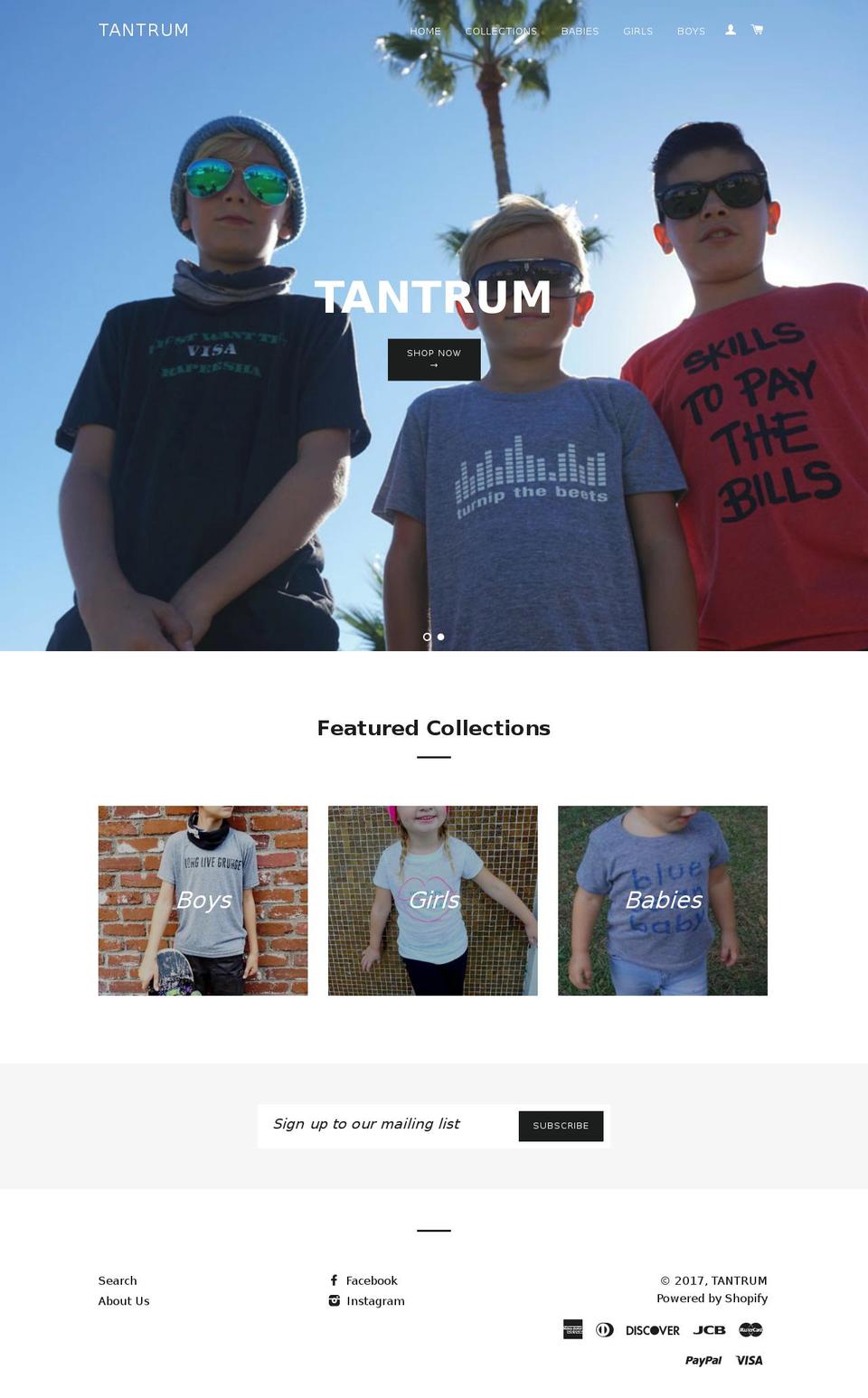 tantrumclothing.com shopify website screenshot