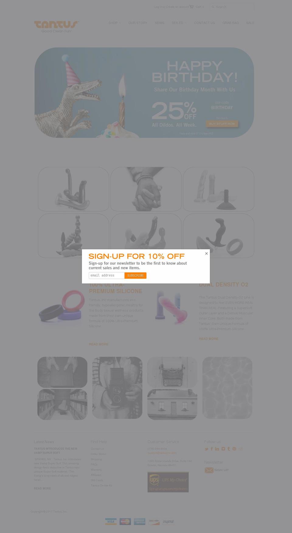 April 2017 Shopify theme site example tantus.me