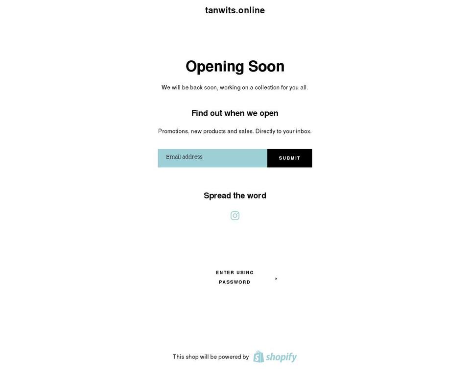 tanwits.com shopify website screenshot