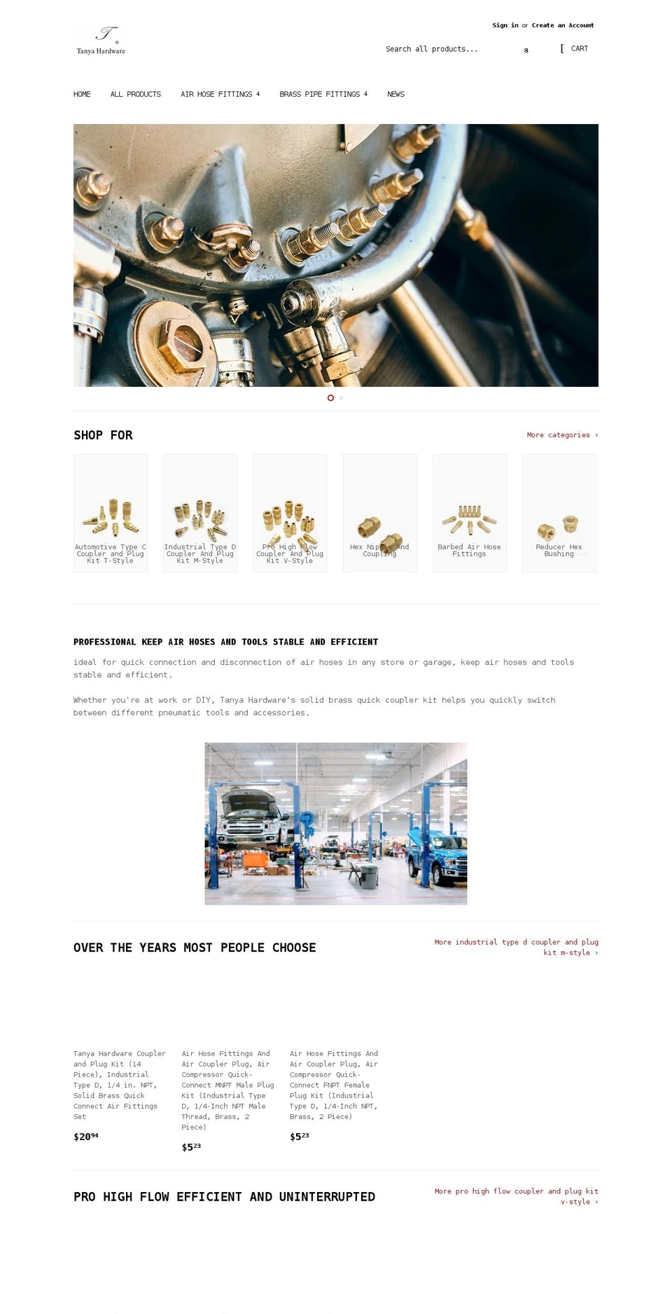 tanyahardware.com shopify website screenshot