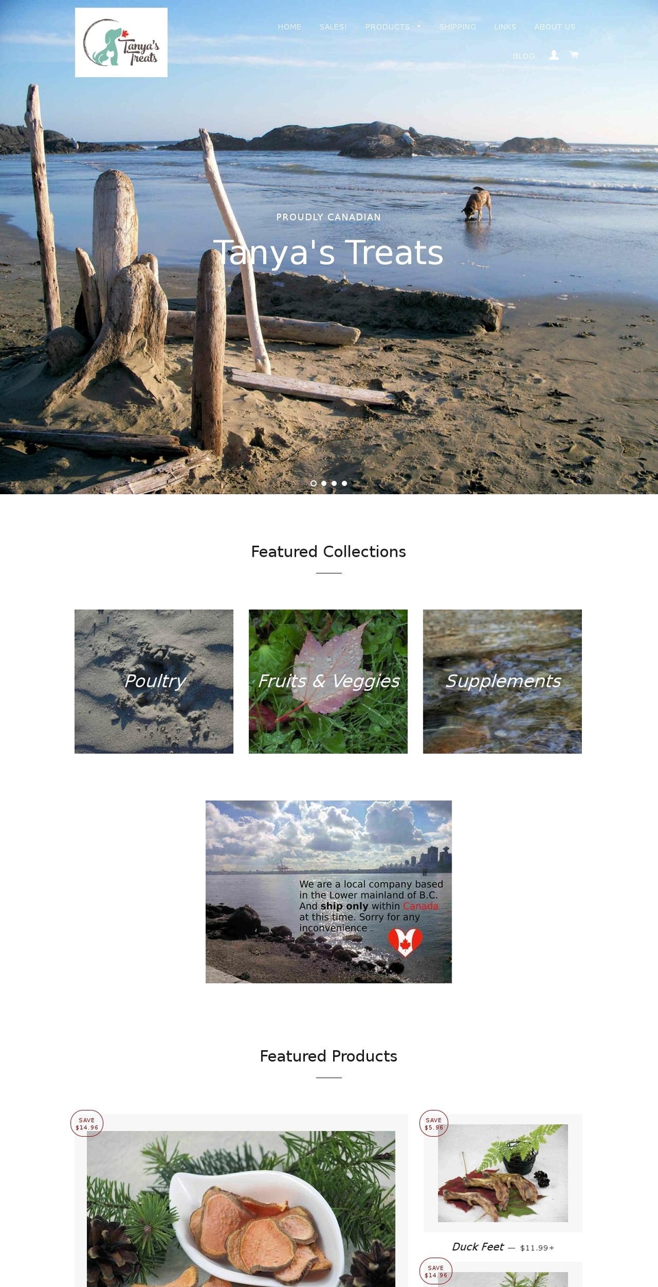 tanyas-treats.com shopify website screenshot