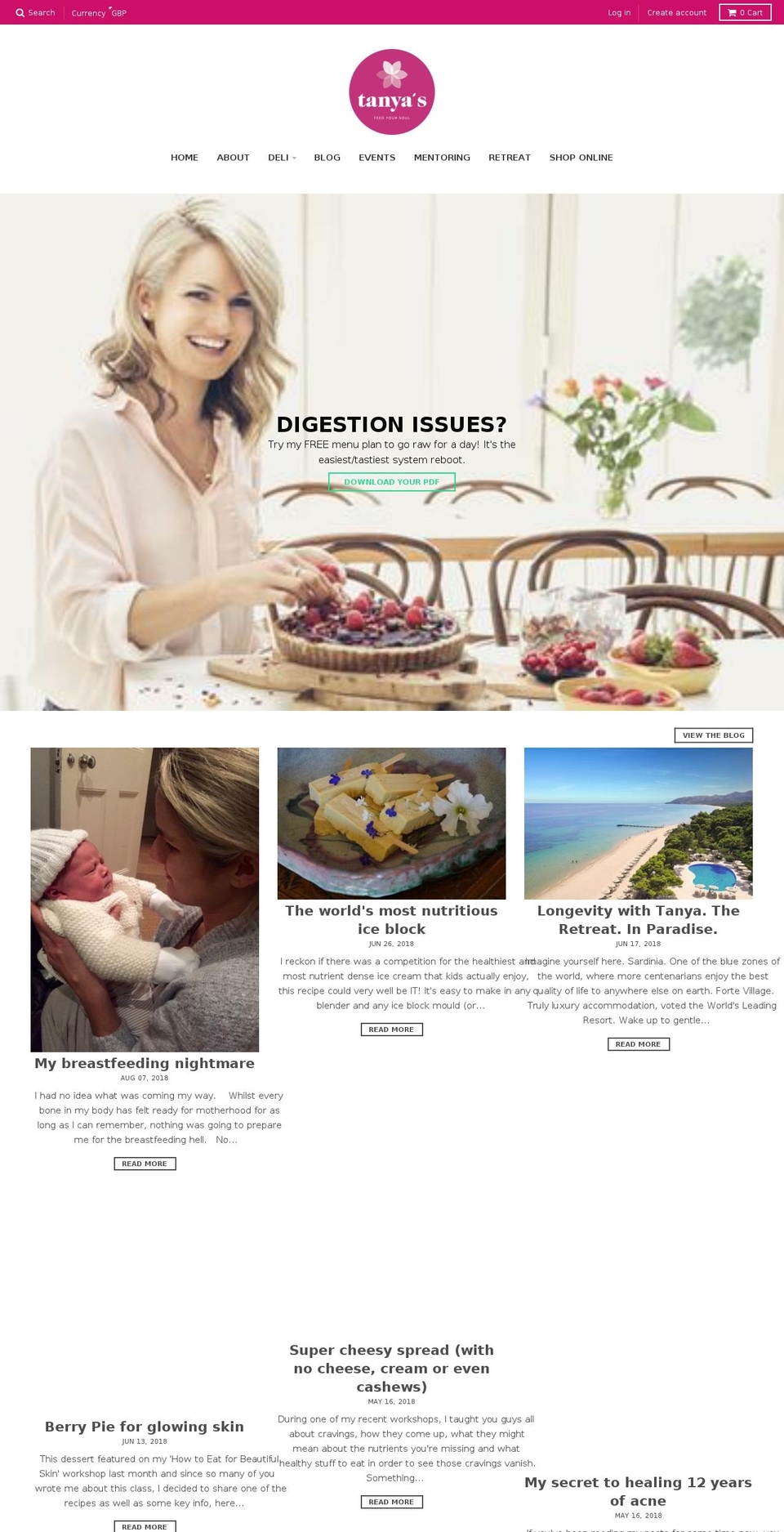 tanyasliving.com — Shopify storefront screenshot