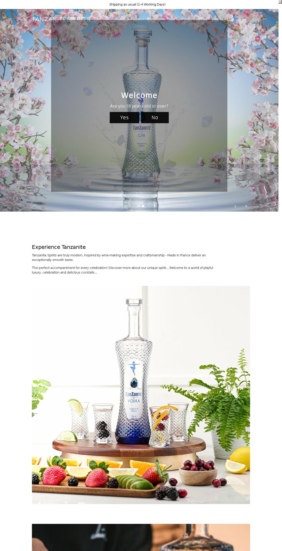 tanzanitespirits.com shopify website screenshot