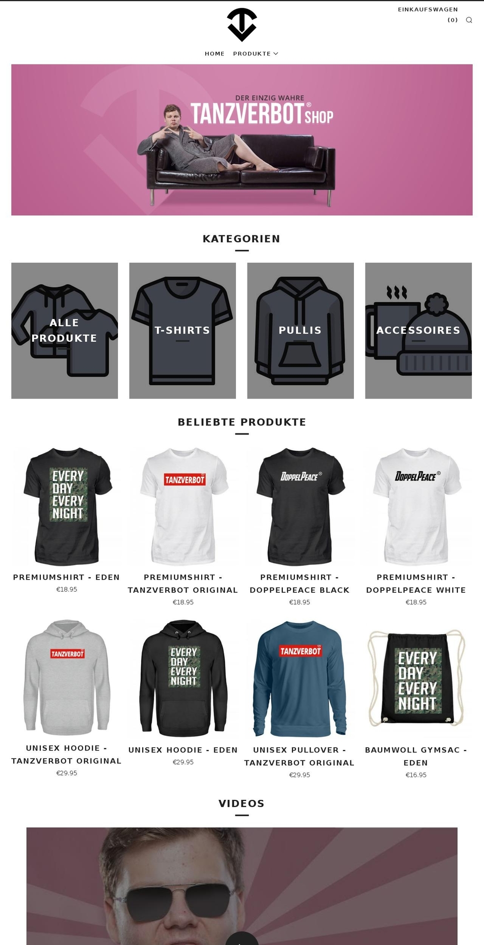 tanzverbot-merch.de shopify website screenshot