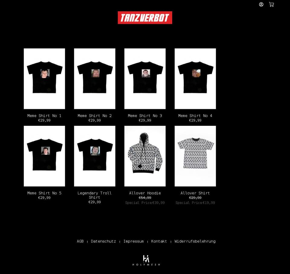 tanzverbot-shop.de shopify website screenshot