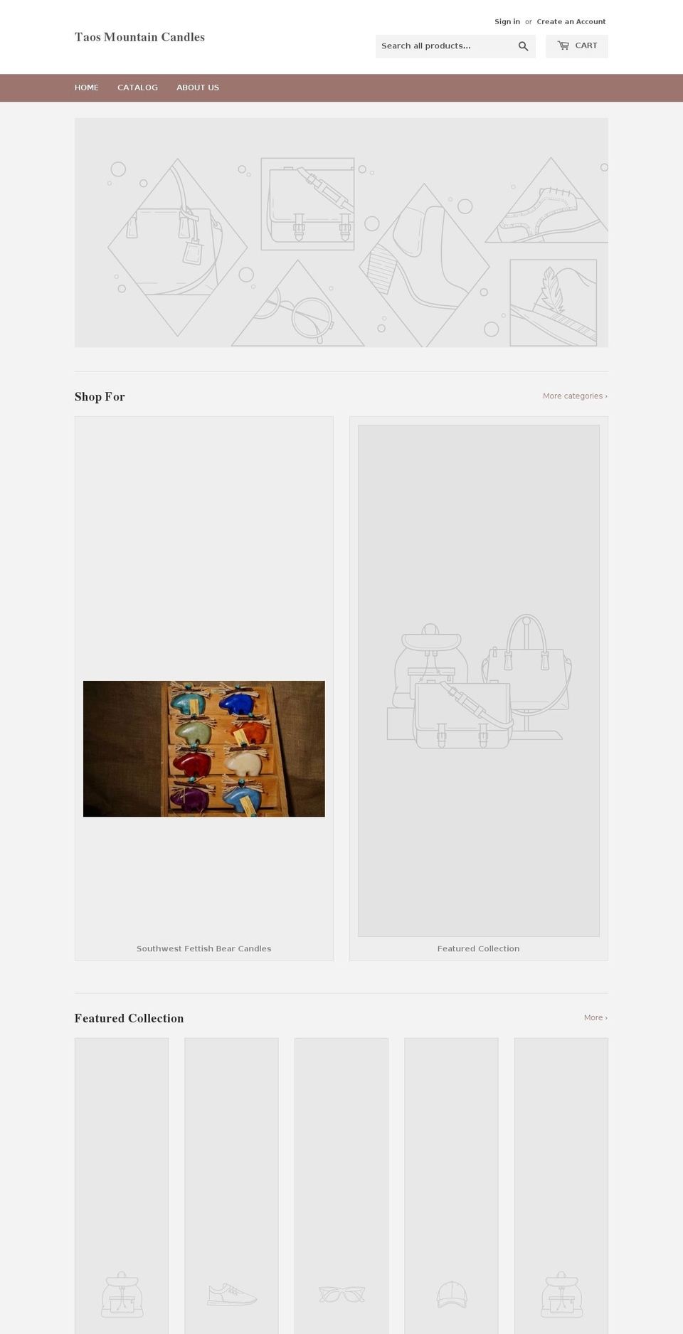 taosmountaincandlesshop.com — Shopify storefront screenshot