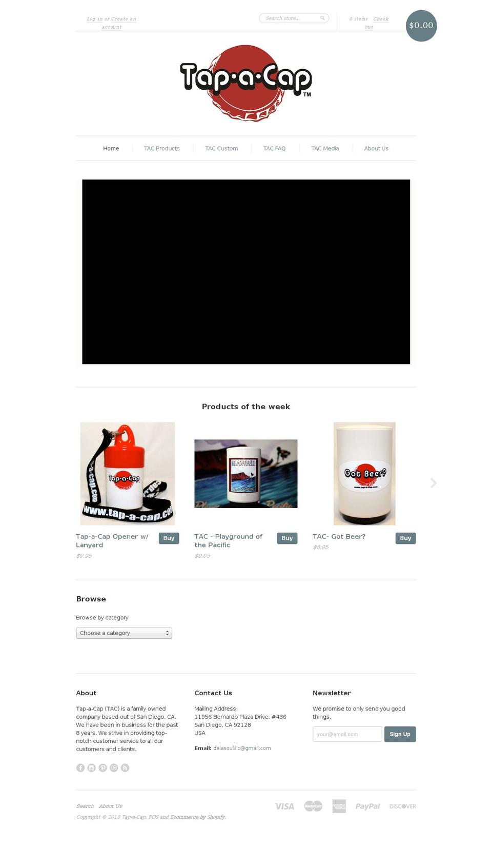 tap-a-cap.com — Shopify storefront screenshot