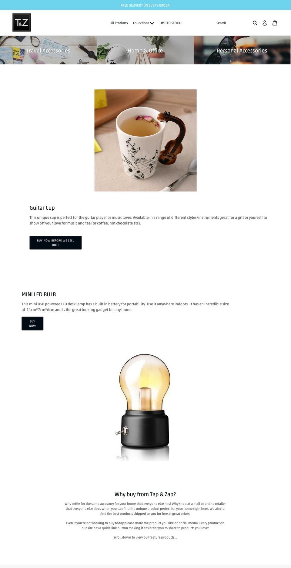 tapandzap.com — Shopify storefront screenshot