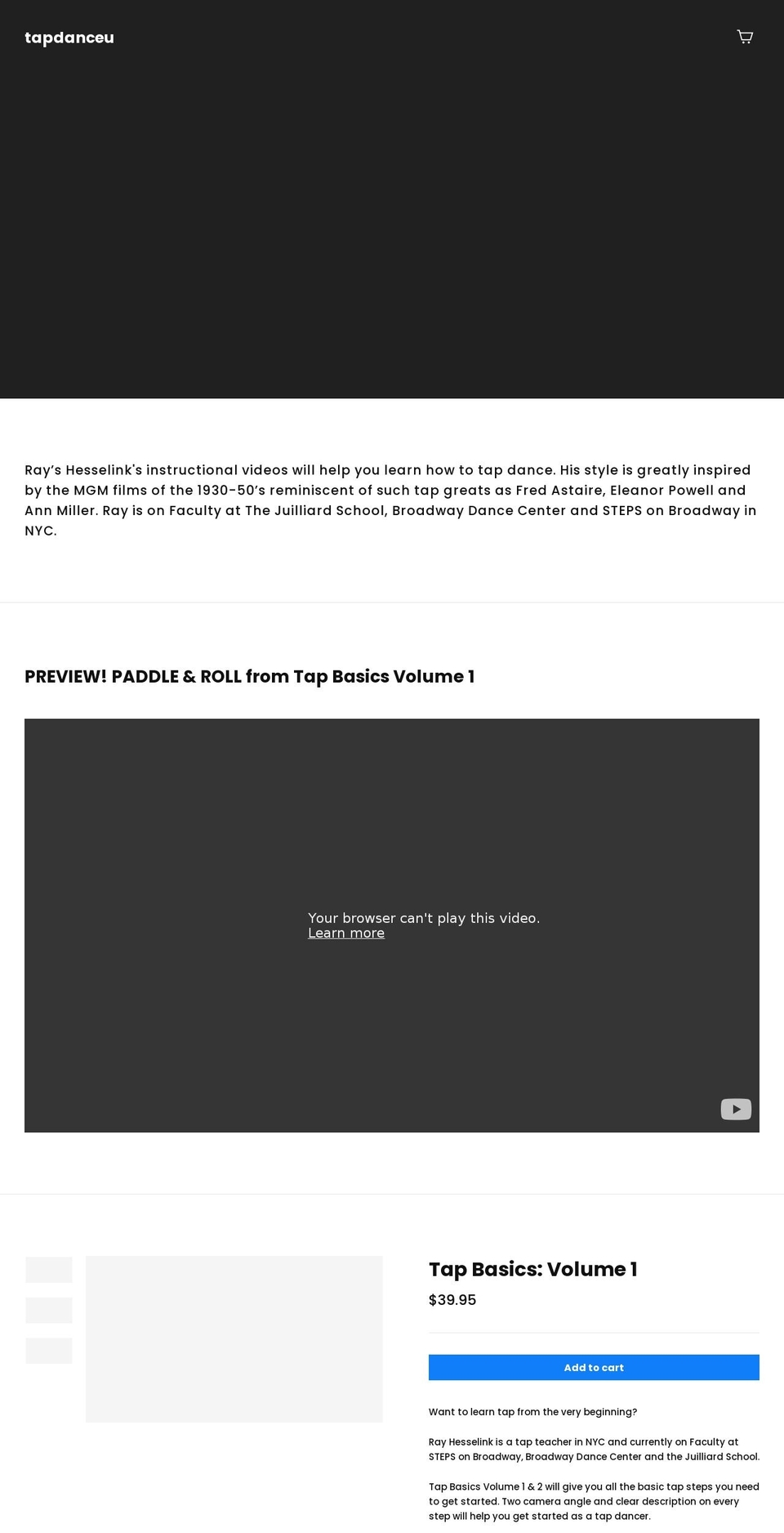 tapdanceu.com — Shopify storefront screenshot