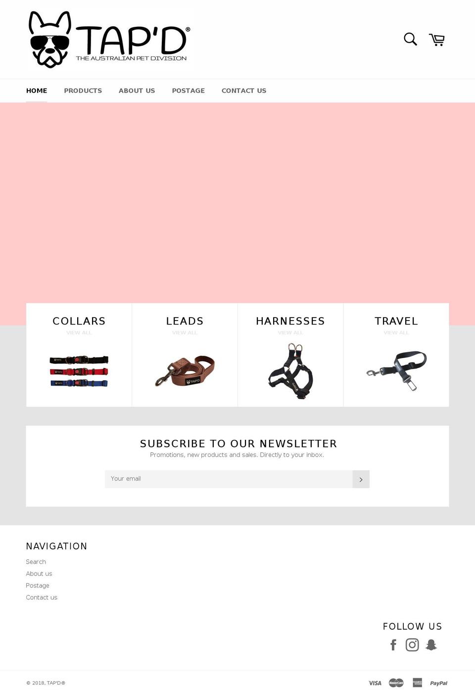 tapdstore.com shopify website screenshot