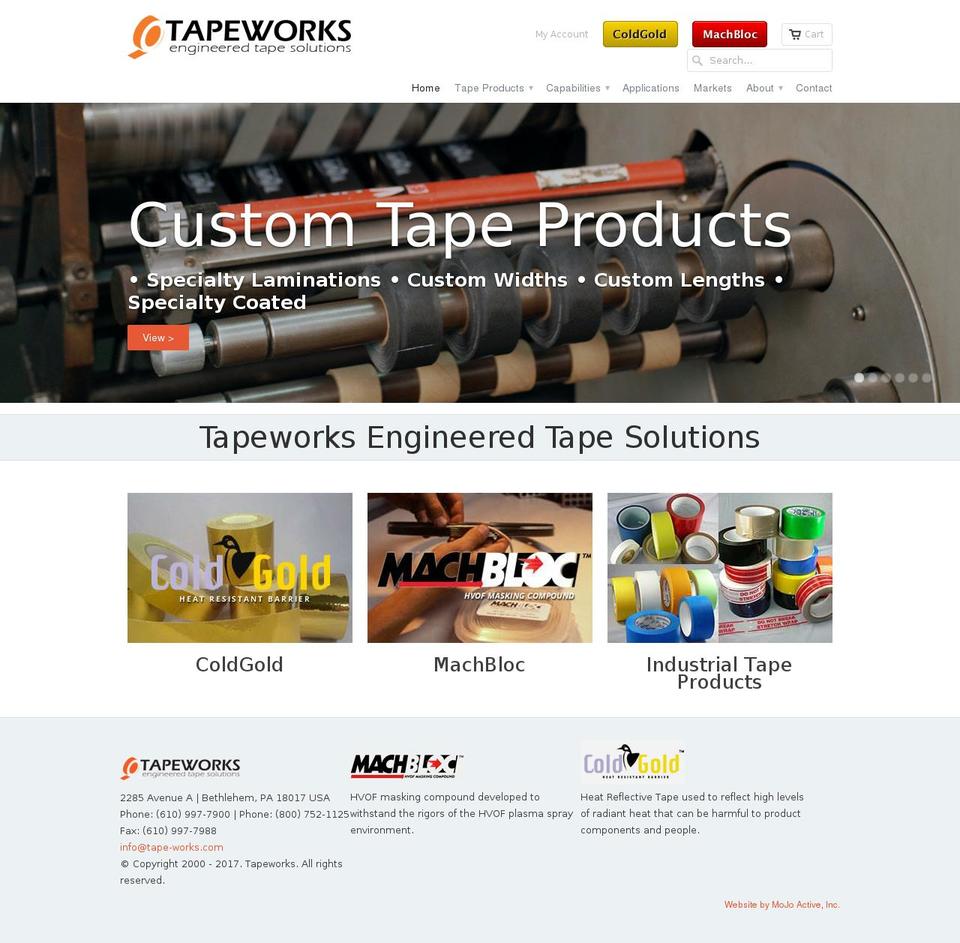 tape-works.com shopify website screenshot