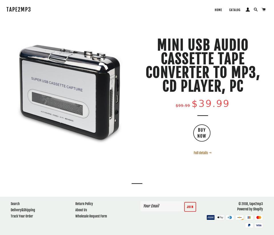 tape2mp3.com — Shopify storefront screenshot