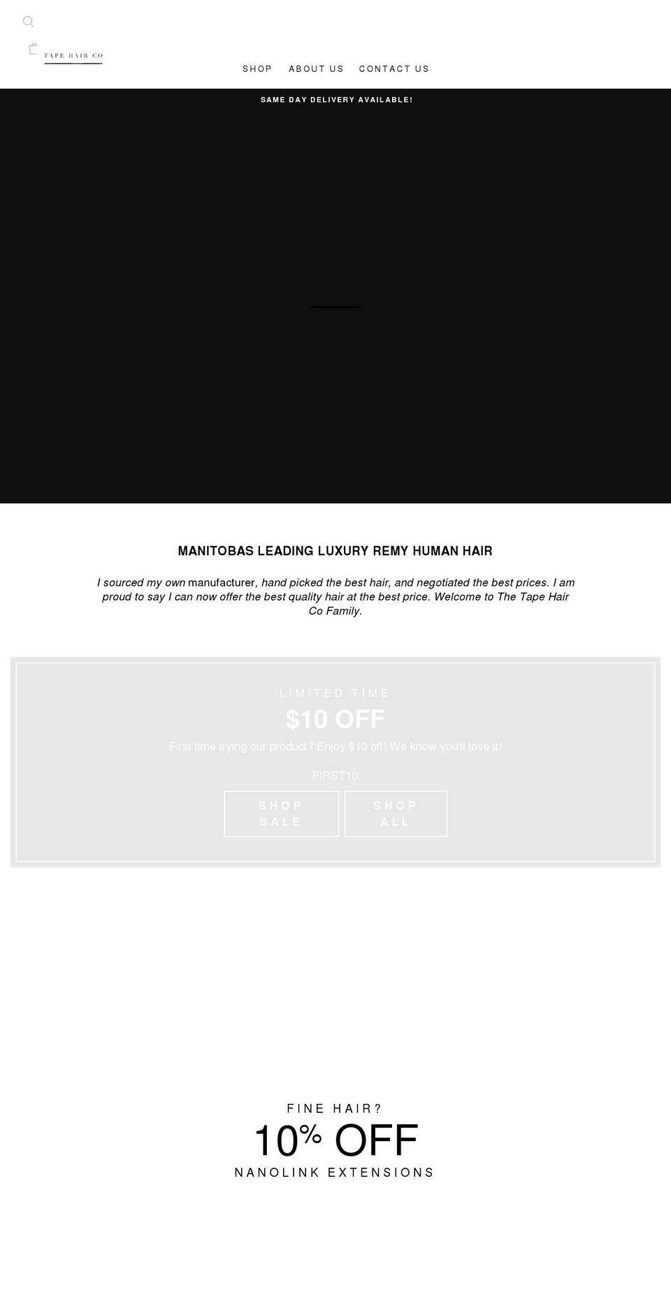tapehairco.com — Shopify storefront screenshot