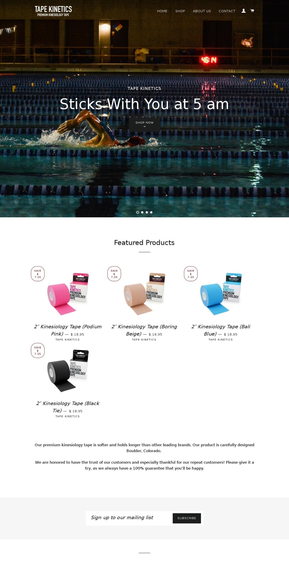 tapekinetics.com shopify website screenshot